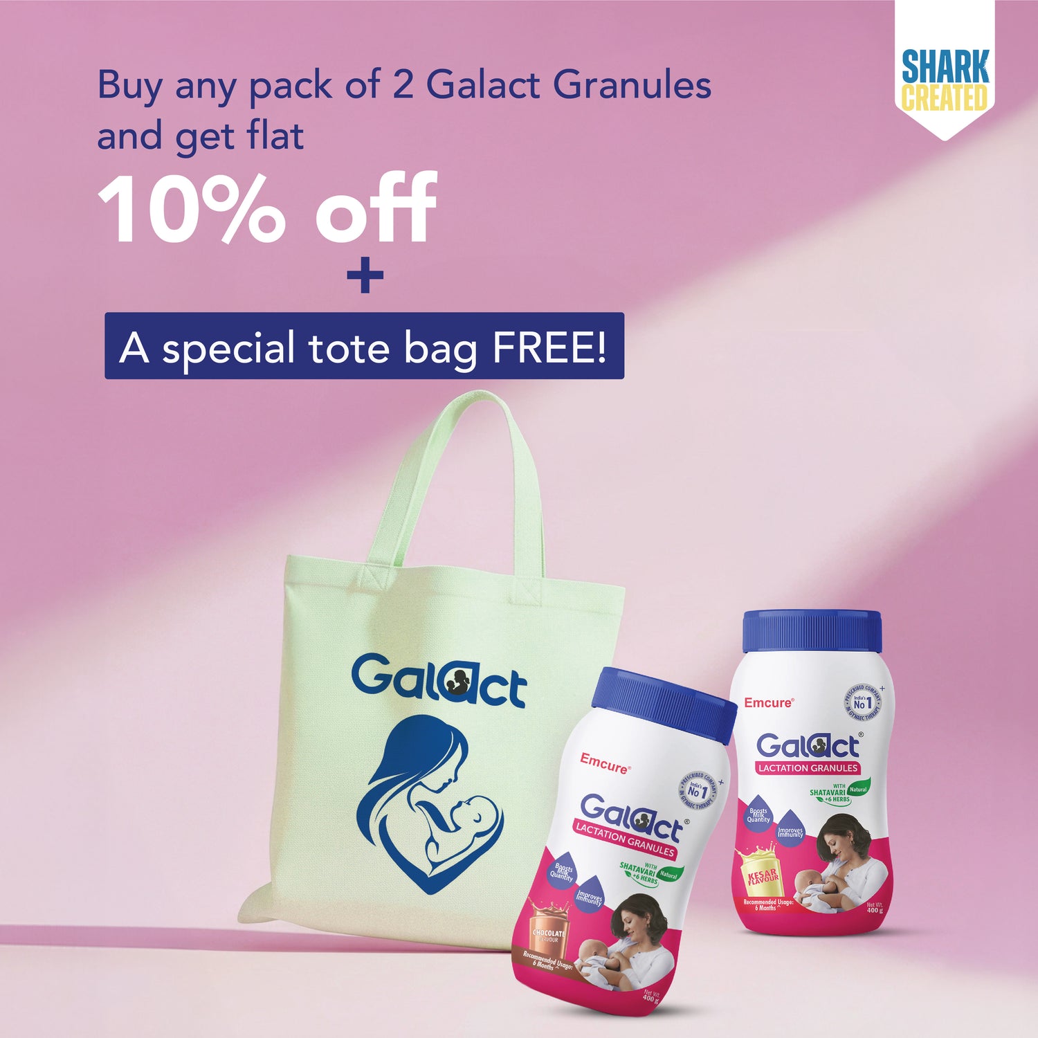Galact Lactation Granules – Chocolate + Kesar  combo pack. Boosts breast milk quantity